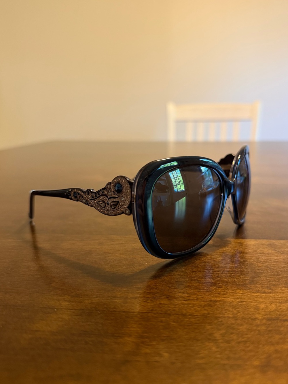 Judith Leiber Oversized Tinted Black Sunglasses